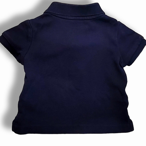 Ralph Lauren Baby Boys' Navy Blue Cotton Polo Shirt With Red Pony Logo Sz 3 Mos - Picture 4 of 8